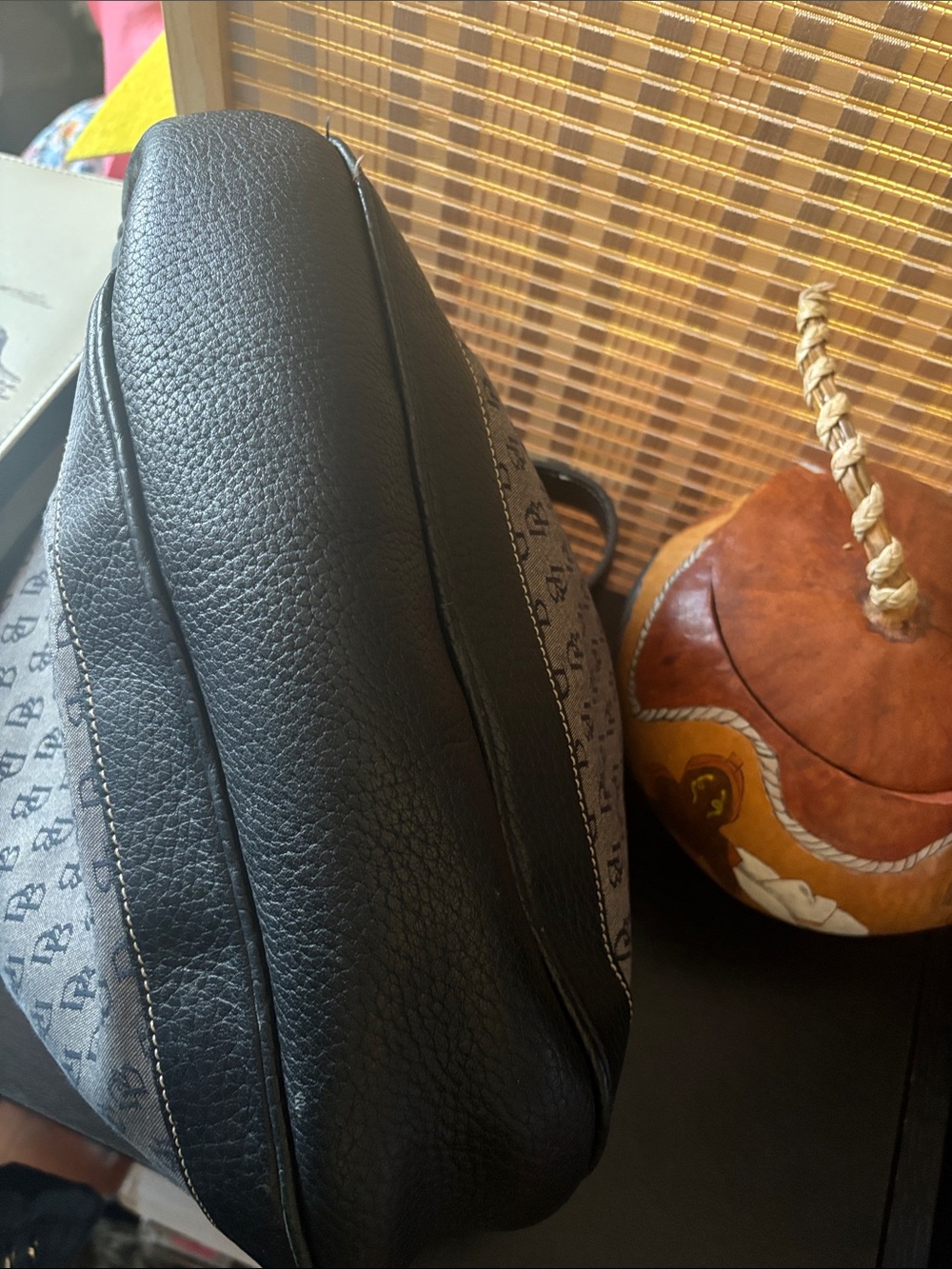 Dooney & Bourke Gray/Black Logo-Print Shoulder Hobo - Picture 5 of 7